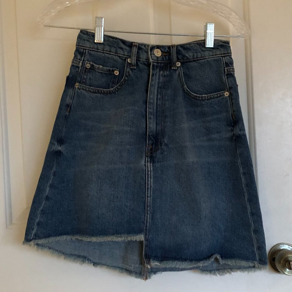 Zara Asymmetrical Denim Mini Skirt